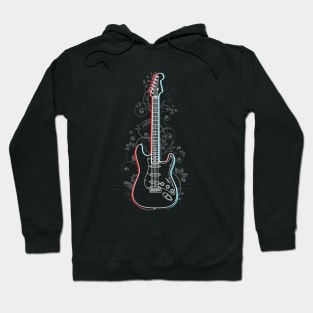 S-Style Electric Guitar 3D Outline Flowering Vines Hoodie